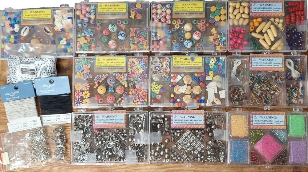Bead Lot Beads 10+ Cases Crafting Jewelry Beads Colorful Plastic Wooden Metal